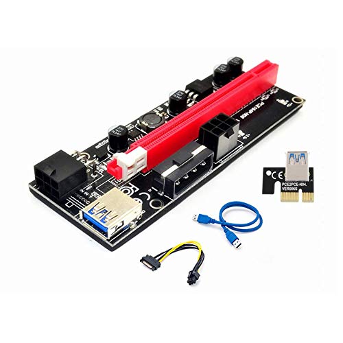 LDGG PCI-E Riser adaptador de cartão 16X para 1X 6 pinos Cabo de alimentação SATA GPU Riser 60 cm Ca