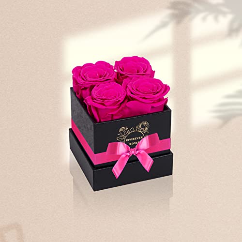 Uforever Roses Preserved Roses In A Box Mothers Day Valentines Day Gifts For Her, Real Roses That Last A Year And More, Eternal Roses For Her, Christmas Day, Birthday, Anniversary Day (Small, Radiant Pink) #TOP4