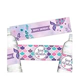 Mermaid Bottle Sticker - 24 Pieces Waterproof Printable Labels for Water Bottles with Colorful Mermaid Tail Design | Ideal for Birthday Party, Baby Shower, Gender Reveal
