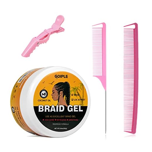 Goiple Strong Hold Braid Gel Good for Twist, Locs, Braids, Edge No Flake Extra Hold High Shine Braiding Gel & Edge Control 8.8oz with Hair Combs