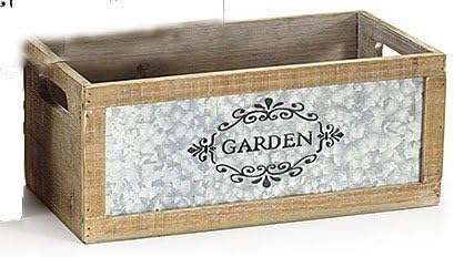 Findlavender Wood Planter with tin Panel on Front (Large)
