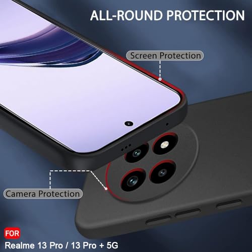 Image of TheGiftKart Sleek Back Cover Case for Realme 13 Pro / 13 Pro Plus 5G | Slim Fit Protective Design | Ultra Matte Finish | Camera Protection Bump | Soft Case Cover for Realme 13 Pro (Silicone, Black)