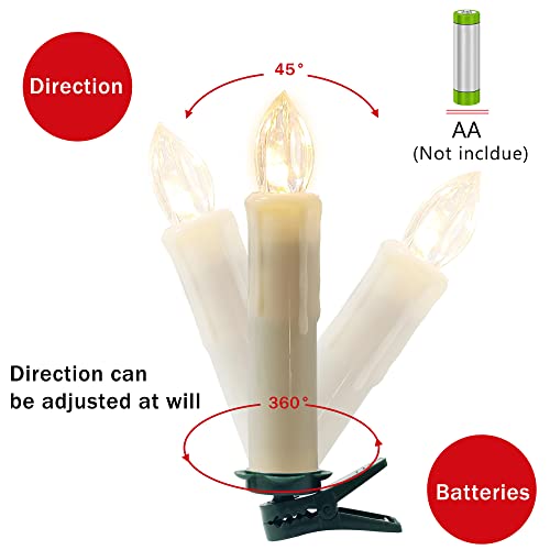 Image of Flameless LED Taper Candles with Clips, 4 inch Battery Operated Window Candles with Remote Timer Mini LED Chandelier Candlesticks for Home Decor Wedding Church Party & Tree Lighting,10 Pack,White