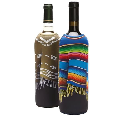 Monkey Business - Wine Bottle Poncho Covers: Set of 2 Insulated Neoprene Sleeves – Fun Wine Bottle Outfits for 750ml (25 oz) Bottles – Decorative Wine Accessories and Wine Gifts by Monkey Business - Used condition - US$13.44