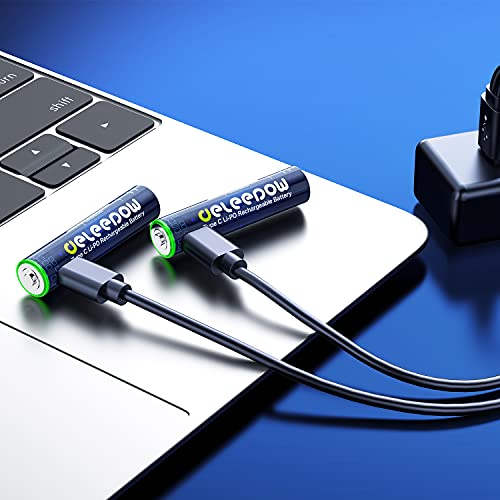 Deleepow Rechargeable Aaa Batteries Usb Port 1200Mwh Aaa Lithium Rechargeable Batteries 1500 Cycle With Usb Cable 4-Pack #TOP6