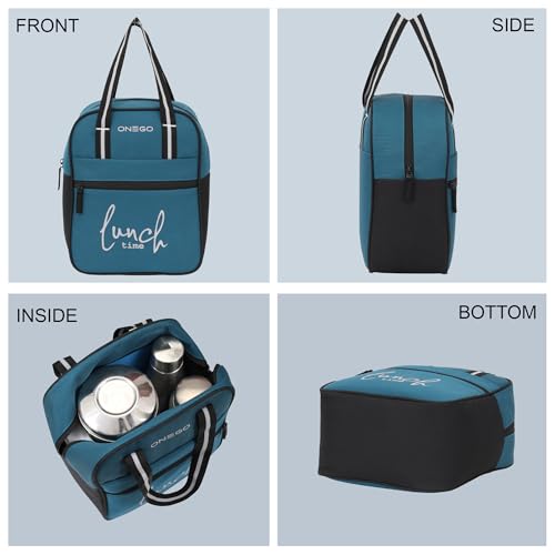 Image of Durable & Lightweight Lunch Bag | Trendy Water-Resistant Tiffin Bag & Meal Holder for Office, School, Travel & Picnic, Stylish, Insulated Design for Men, Women & Kids. (T-Blue)