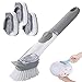 3 en1 Cepillo Jabón Con Mango, Artefacto De Olla De Cepillo Para Lavar Platos,Cepillo De Limpieza Para Agregar Líquido,1 Cepillo De PP y 3 Esponjas De Limpieza