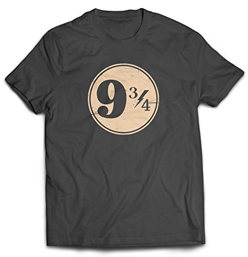 Revel Shore King's Cross Station Between Platforms Nine and Ten Wizard T-Shirt (Large, Charcoal)