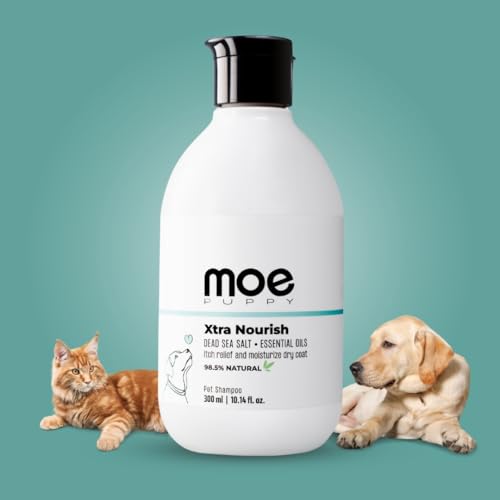 Image of Moe Puppy Xtra Nourish Medicated Dog & Cat | Anti-Itch Skin Relief | Herbal Dog Shampoo | Antifungal & Antibacterial | Gentle Formula of Dead Sea Salt & 3 Essential Oil & Nourishing Formula (300ml)