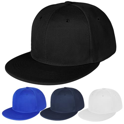 BSBUY Men's Black Baseball Cap, Classic Plain Flat Brim Kappe Cap, Adjustable Sports Casual Cap, Breathable Summer Sun Visor Hat