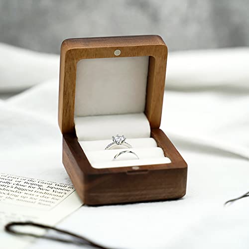 MAJONMMERD Boîte à Bagues de Fiançailles en Bois, élégante Boîte de Rangement en Bois avec Doublure Intérieure Douce, pour les Demandes en Mariage de Fiançailles – vue 8