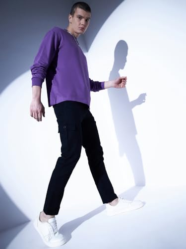 Image of Hubberholme Men's Regular Fit Cotton Trousers with Patch Pockets, Ankle Length Button Closure Cargo Chinos