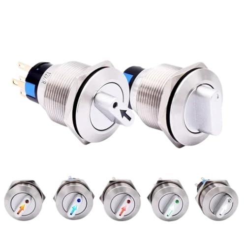 Selector rotativo impermeable IP65 con arnés de cables y luz LED 12V 2