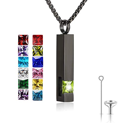 Collana con medaglione cuboide portafortuna per ceneri di cremazione, urna per ceneri umane, urna commemorativa, Cristallo, Cristallo