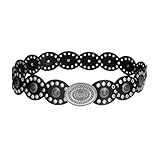 2025 Ceinture ajourée pour hommes et femmes, bohème, large ceinture avec accessoire de mode de style punk gothique, ceinture en cuir, écharpe bandeau ensemble pour femme, Noir , taille unique