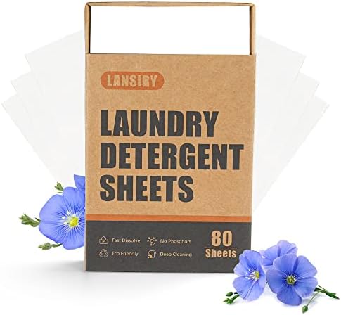 LANSIRY Laundry Detergent Sheets - 80 Loads Fresh Scent Washing Detergent Strips, Compact Lightweight Liquidless Laundry Supplies Eco-Friendly No Waste Portable Soap Sheets for Save Space Travel