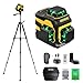 Kreuzlinienlaser mit Stativ,3 x 360°Laser Wasserwaage Selbstnivellierend,Linienlaser mit Teleskopstativ für Verlegung Bodenfliesen, Installation Trennwänden Kreuzlinienlaser Grün