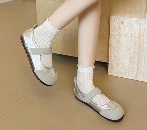 PU Leather Mary Jane Flats Women Casual Suede Flats Round Toe Ballet Flats Comfortable Dress Shoes Slip On Work Shoes 20253