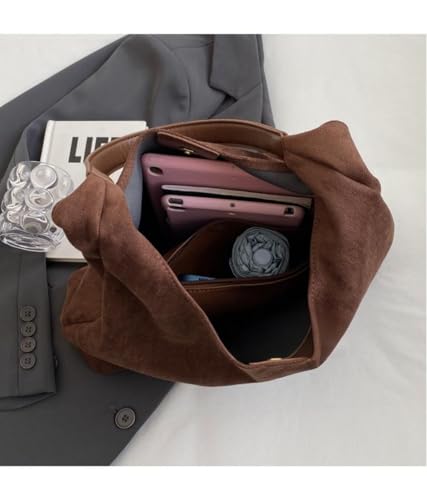 Suede Bag for Women, Brown Slouchy Shoulder Bag, Suede Hobo Bags, Ideal Fall Purse with Roomy Interior for Daily Use2