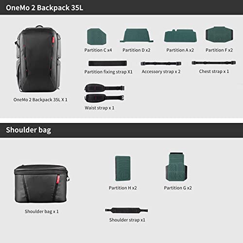 PGYTECH OneMo 2 35L-45L Camera Backpack with Shoulder Bag for 17" Laptop, Waterproof DSLR Camera Pack for Canon/Nikon/Sony, Extra Large Photography Bag, Drone Backpack for DJI Mini 3 Pro/Mavic 3/ FPV