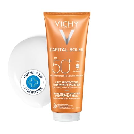 Vichy Capital Soleil Feuchtigkeitsspendende Familien-Milch mit LSF 50+ für Erwachsene und Kinder, Für helle oder empfindliche Haut, Hoher Schutz gegen UV-Strahlen, 300 ml