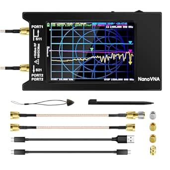 AURSINC Analizador de red vectorial NanoVNA-H4 mejorado, Lastest V4.3/V4.2 10KHz-1.5GHz HF VHF UHF 4 "Analizador de antena de pantalla táctil Radio, medición de parámetros S, SWR, fase, retardo, Smith