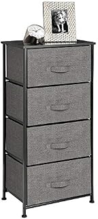 mDesign Vertical Dresser Storage Tower - Sturdy Steel Frame, Wood Top, Easy Pull