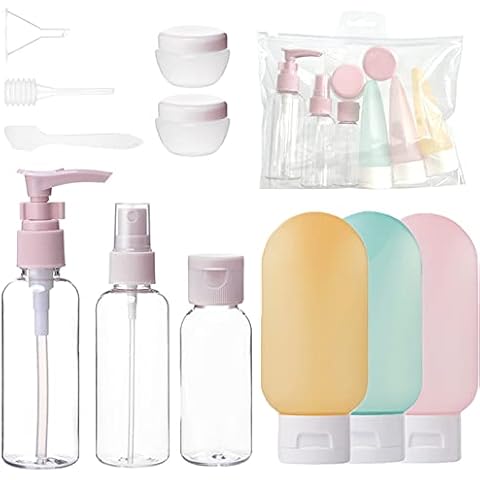 Travel Bottle Set, 11PCS Travel Bottles for Toiletries, Travel Accessories, Leak Proof Refillable Squeezable, Empty Containers with Bag for Toiletries, Cosmetic, Shampoo, Conditioner, Lotion Cover