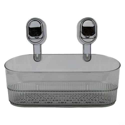 Pratica mensola da bagno con ventosa, per articoli da toeletta, costruzione in PET con efficace drenaggio per l'igiene (grigio)