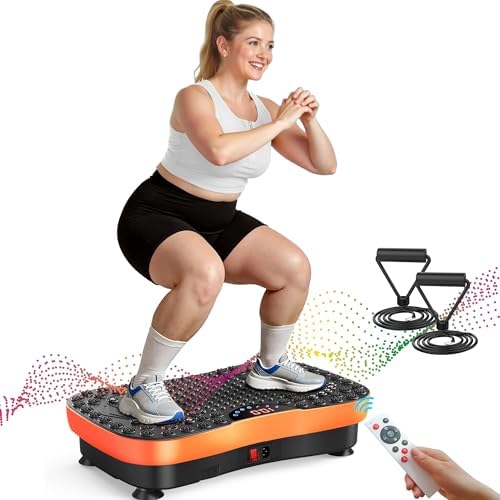 AXV Vibration Plate Fitness Platform Exercise Machine Vibrating Lymphatic Drainage Shaking Workout Full Body Shaker Vibrate Stand Shake Board Sport Gym Pad for Weight Loss Fat Burner for Women Men