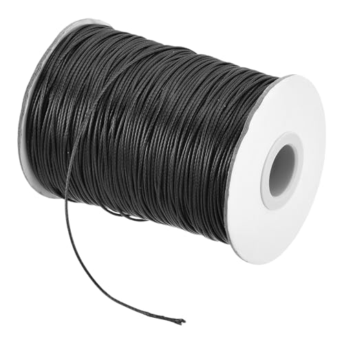 MECCANIXITY Waxed Cord 1mm Waxed Polyester Cord 175 Yard Wax String for Bracelet Making Necklaces Beading Jewelry Making and DIY Crafts(Black)