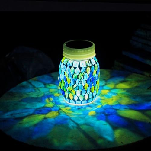 Lanterne solaire bleue en mosaïque, le cadeau de Noël idéal pour maman et mamie