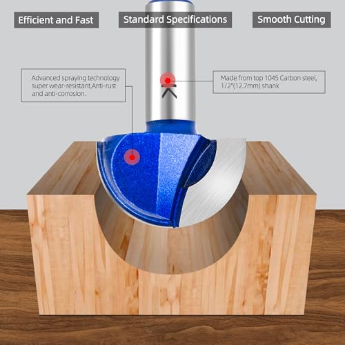SMJXTOP 1-1/2" Cutting Diameter Cove Box Round Nose Router Bit Set 1/2 Inch Shank, Carbide Tipped Core Box Router Bit for DIY, Woodworking Project by SMJXTOP - Image 3