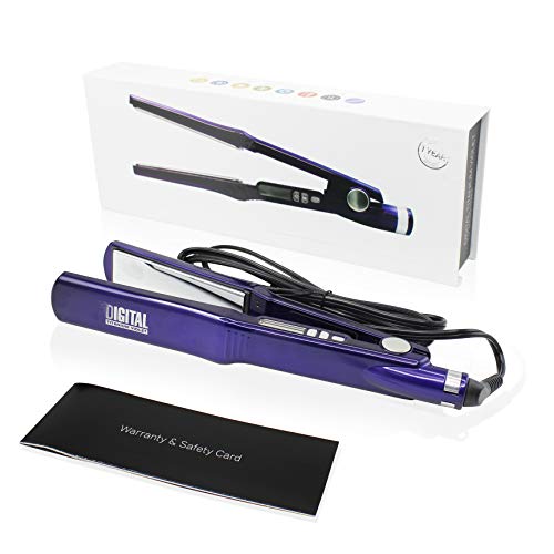 Herstyler Digital Violet 1.5 Inch Titanium Flat Iron - Digital Hair Straightener with Adjustable Temperature - Titanium Hair Straightener for Frizz-free Styling - Digital Flat Iron - Purple