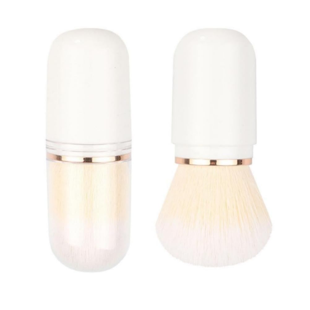 Retractable Makeup Brushes, White Black Plastic Travel Mini Face Blush Powder Foundation Cream Cosmetics Tool for Women - Image 3