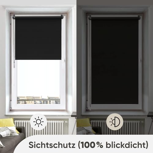 Sekey Verdunklungsrollo ohne Bohren Klemmfix, Seitenzugrollo Hitzeschutz Sichtschutz und Sonnenschutz Wandmontage Deckenmontage Klemmrollo… – Ansicht 5