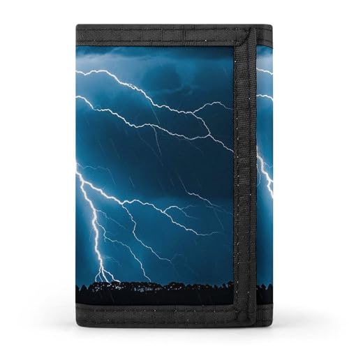 Wallet for Men - Slim Trifold Wallet, Lightning Strikes, Thunderstorms Money Clip, Coin Purse with 8 Credit Card Holder