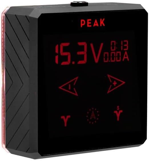 Peak Surge Tattoo Machine Power Supply Box, Digital Touchscreen, RCA Dual Output, Tattooing Supplies and Equipment, Black