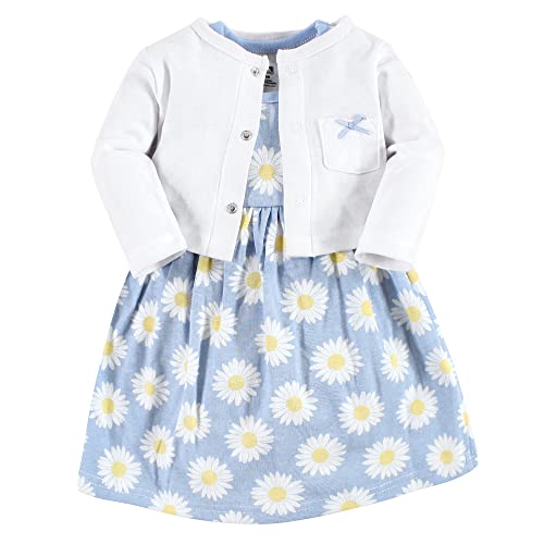Image of Hudson Baby Baby Girls' Cotton Dress and Cardigan Set