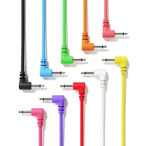 ExcelValley - 10-Pack - Cables de Conexión Mono Modulares de Ángulo Recto - 3,5mm 1/8" Eurorack Sintetizador [120 cm - 47"] Cover