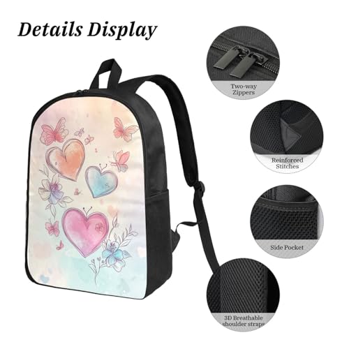 Cute Cartoon Heart Backpacks 3 Pcs Casual Multifunction Backpack with Fun Graphic Cartoon Print for Camping Touring4