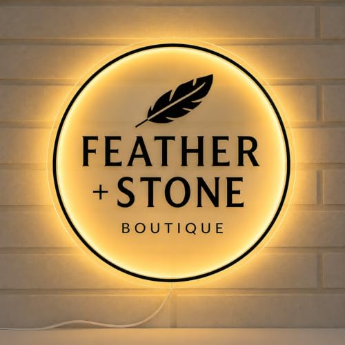 Image of LCSIGN Backlit Custom Logo Led Sign, Office Beauty Salon Wall Decor | Custom Logo, 3D halo-lit Design, Metal & Acrylic, Business Signage, Wall Mounted