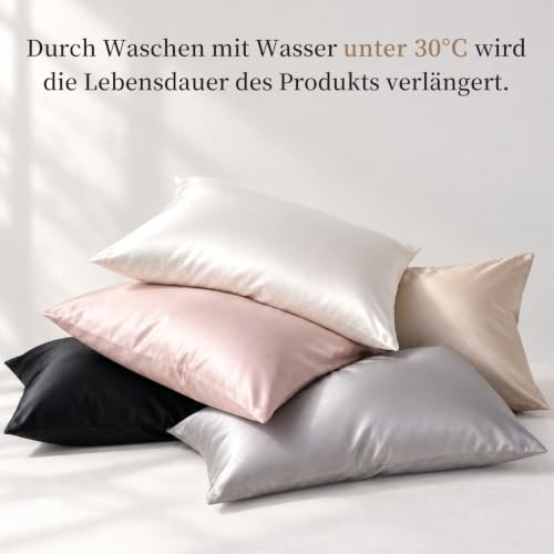THXSILK 22 Momme Seide Kissenbezug - 100% Seide Kopfkissenbezug Sofakissenbezug Kinderwagen - Anti milben Reißverschluss Seidenkissenbezug… – Ansicht 6