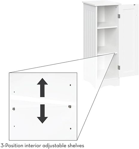 Miniatura 6 de RiverRidge Ashland - Armario delgado de lino, color blanco, armario estrecho para baño, almacenamiento delgado con 2 estantes ajustables para
