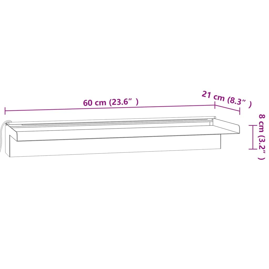 vidaXL Fuente Cascada con LED RGB para Jardín Estanque Piscina Patio Exterior Aporte Decorativo Relajante Luces Sonido Vista Acero Inoxidable