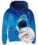 Idgreatim Big Boys Girls Illusion Graphic Pullover Sweatshirt Novelty Shark Print Hooded Tops Long S