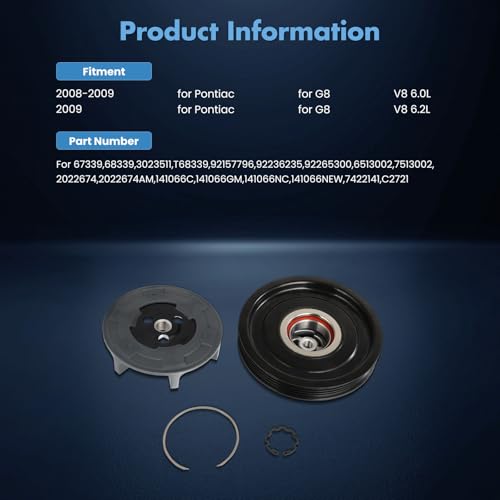 Image of ECCPP A /C Compressor Clutch 2008-2009 Fit for Pontiac G8 6.0L 6.2L