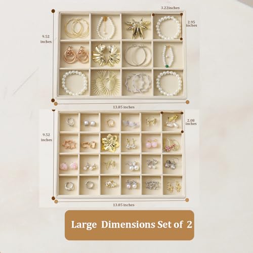 Image of Large Velvet Jewelry Tray Display Drawer Inserts 2 Pack