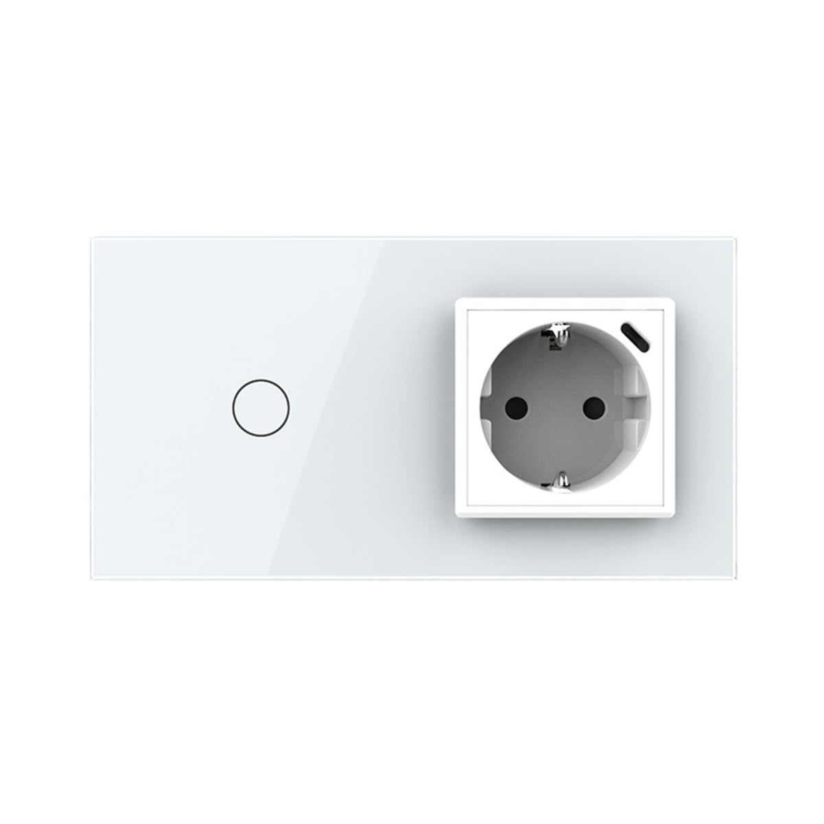 LIVOLO Glas Touch Lichtschalter und Steckdose mit USB-C 18W Anschluss Zweifach im Glasrahmen Weiß Sensorschalter Ladedose Schuko USB TYP C Unterputz Einbau VL-C701-FCTF16A-C1-SR-11-A