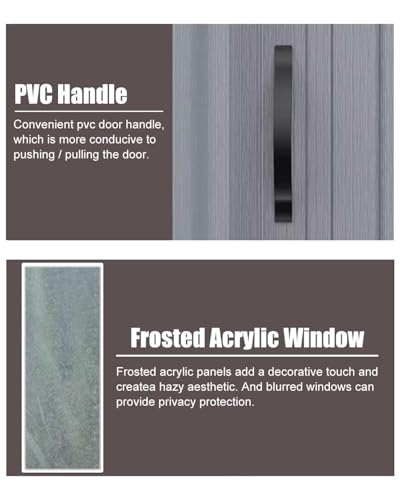 ZIMGOD Accordion Door Black Metal Accordion Screen Door, Foldable Security Folding Door, Retractable Sliding Gate for Hallway Doorway, Frosted Acrylic Concertina Doors(33x80in (84x203cm))